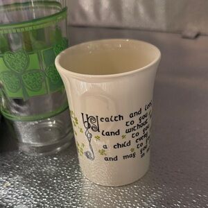 Vintage Cream and Green Irish Themed Mug